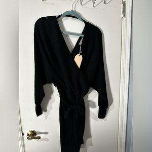 Black criss cross dress with belt